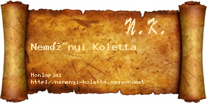 Neményi Koletta névjegykártya